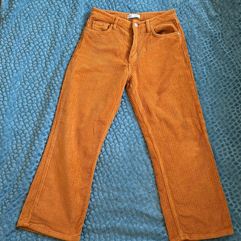 Zara TRF Orange Corduroy Trousers